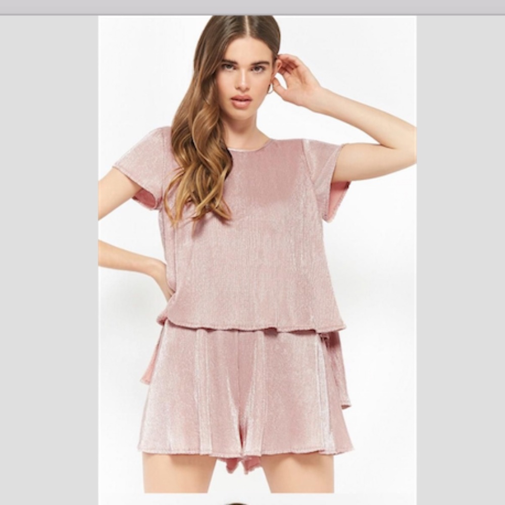 Forever 21Metallic Accordion Pleated Romper NWT